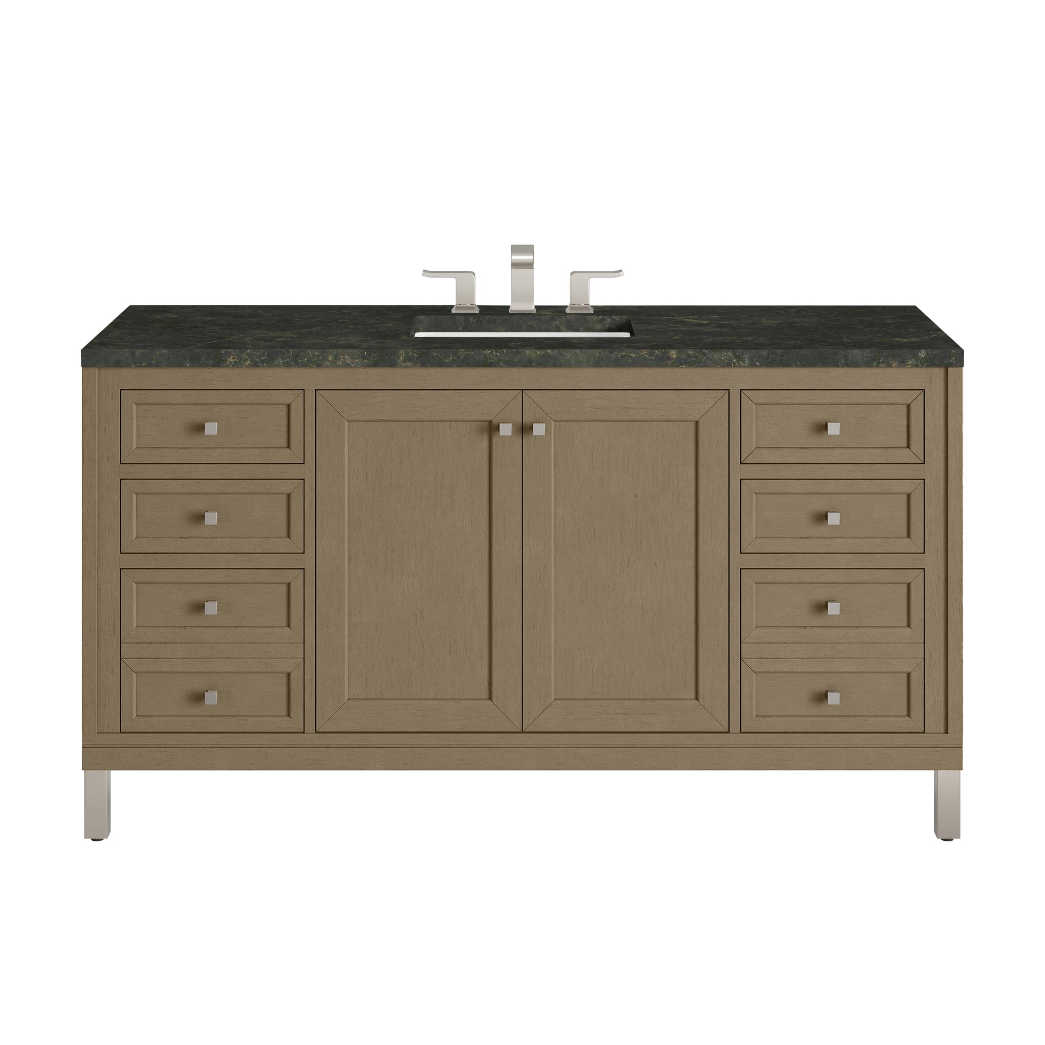 James Martin Chicago 60" Single Bathroom Vanity, Walnut Whisper with Phantome countertop