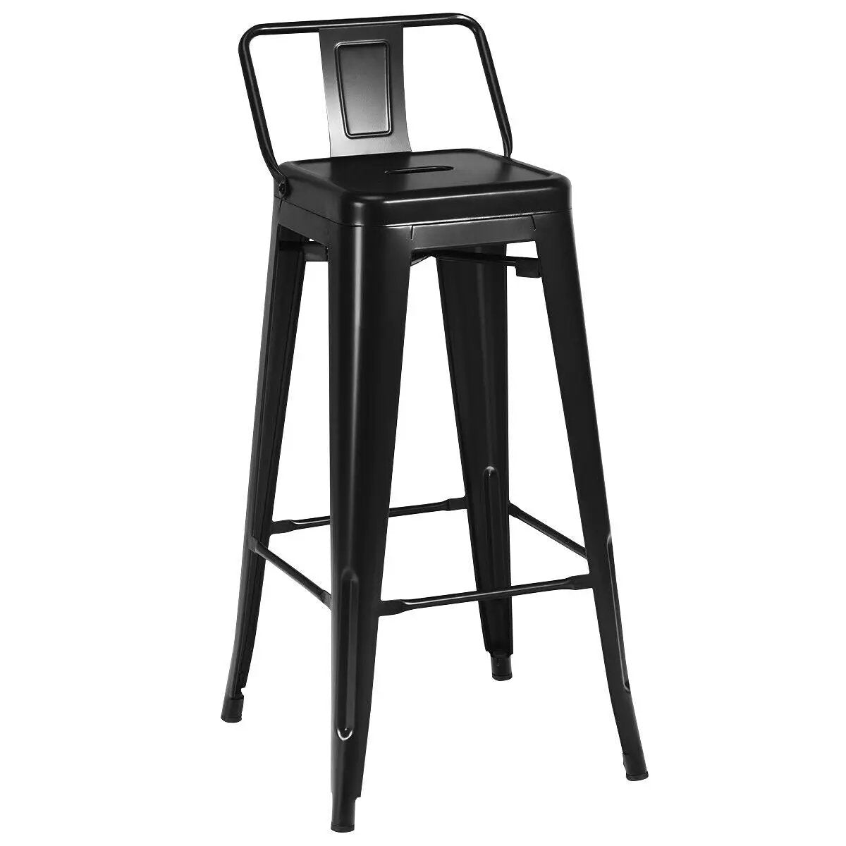 30 Inch Set of 4 Metal Counter Height Barstools with Low Back and Rubber Feet, photo 4 of 9