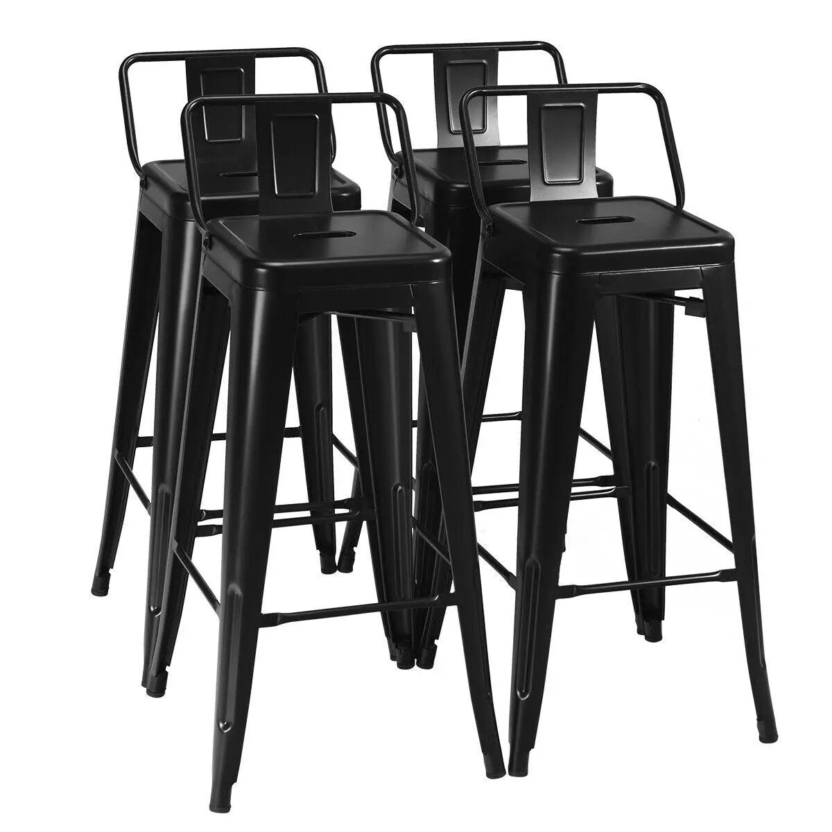 30 Inch Set of 4 Metal Counter Height Barstools with Low Back and Rubber Feet, photo 3 of 9
