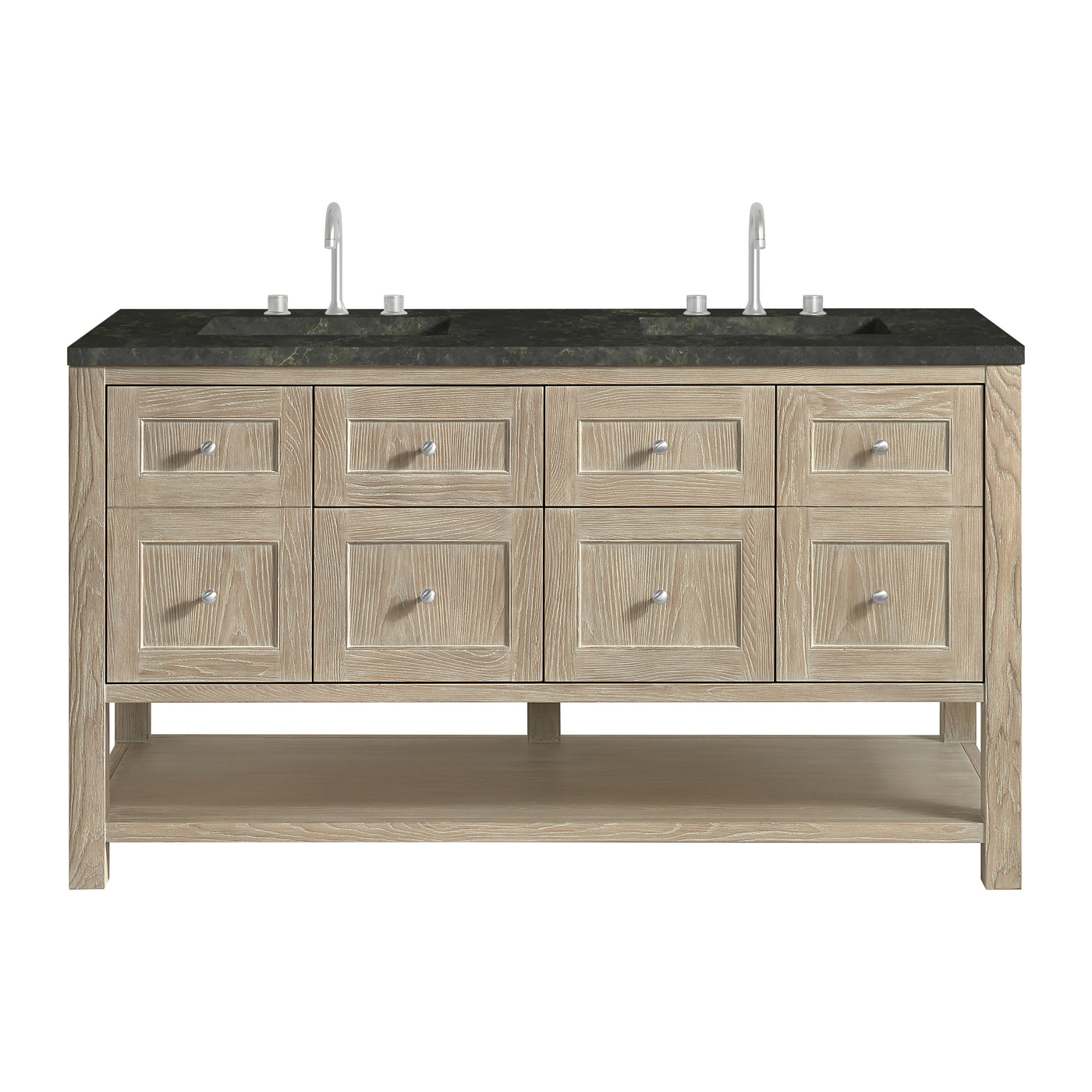 James Martin Breckenridge 60" Double Bathroom Vanity, Whitewashed Oak with Phantome countertop