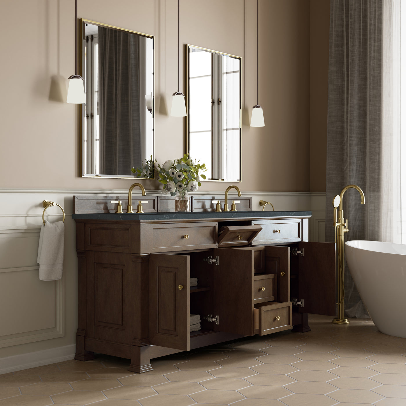 James Martin Brookfield 72" Double Bathroom Vanity, Pecan, view 31