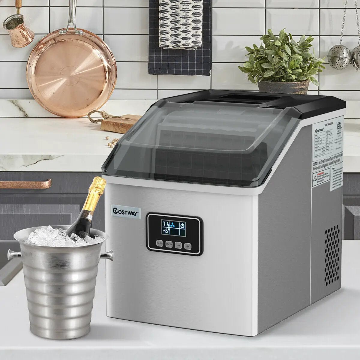 48 lbs Stainless Self-Clean Ice Maker with LCD Display by DirectDeals