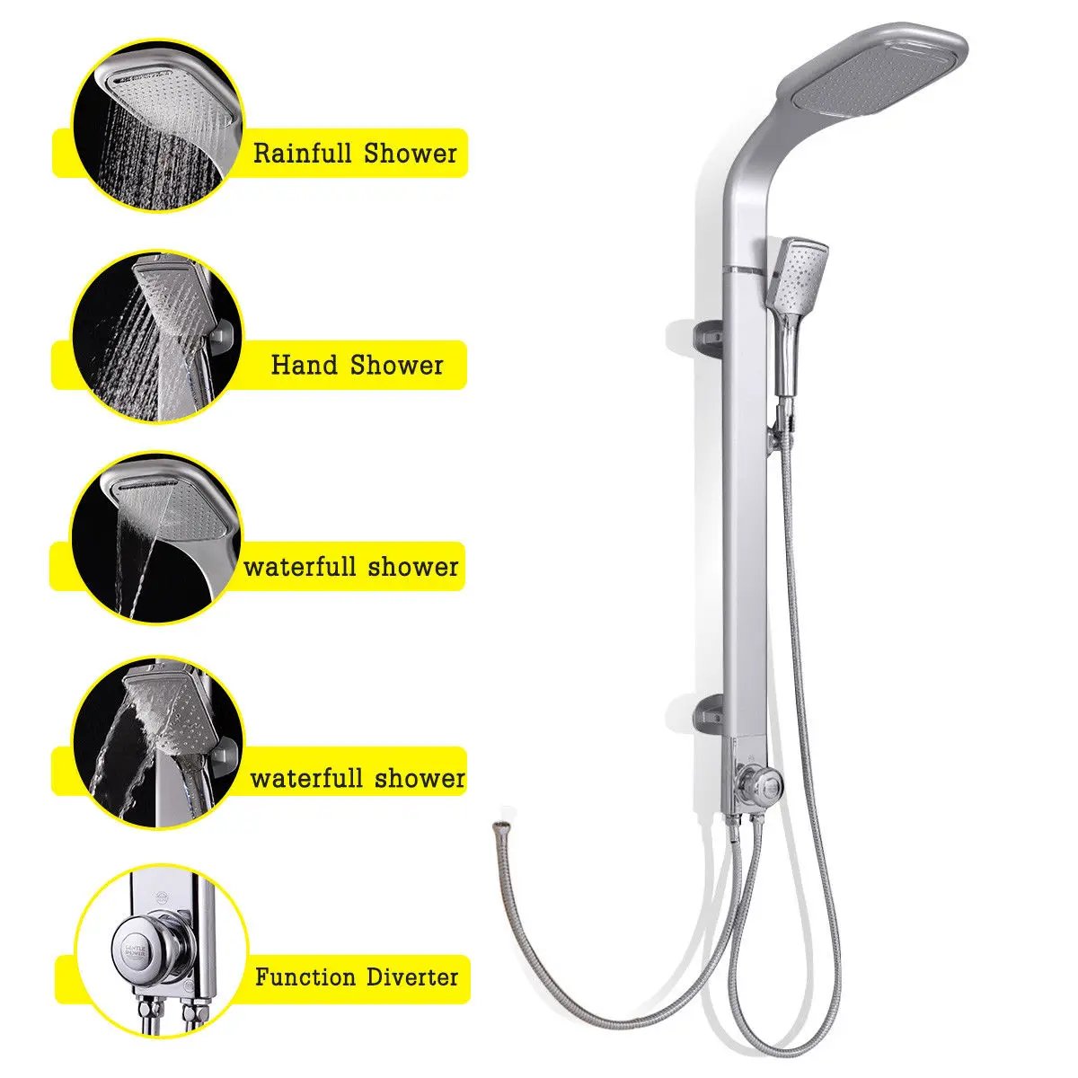 44 Inch Aluminium Alloy Panel Rainfall Shower Column with Hand Shower by DirectDeals