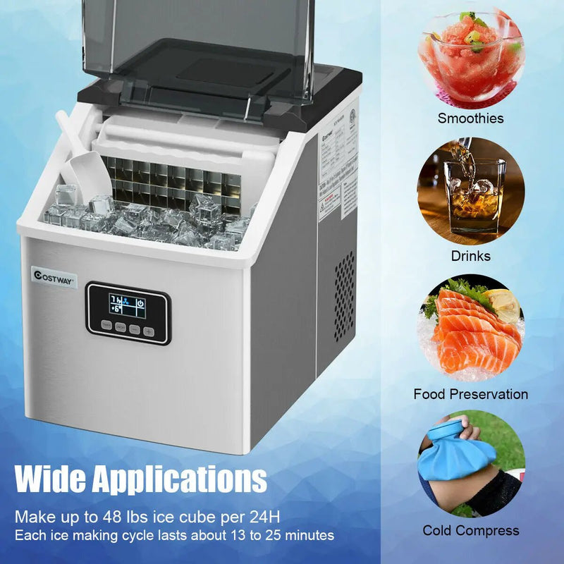 48 lbs Stainless Self-Clean Ice Maker with LCD Display by DirectDeals