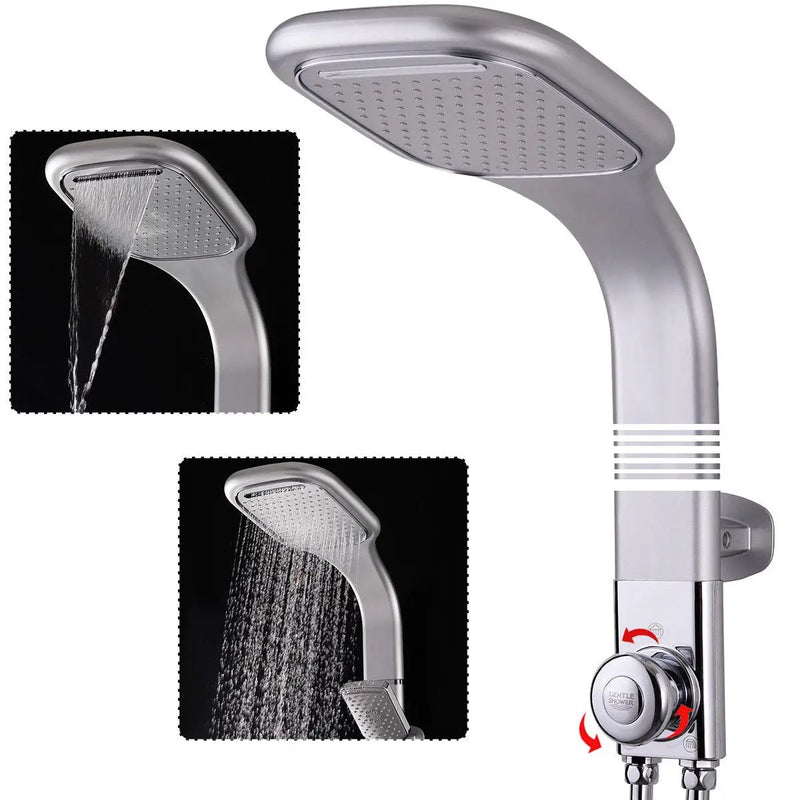 44 Inch Aluminium Alloy Panel Rainfall Shower Column with Hand Shower by DirectDeals