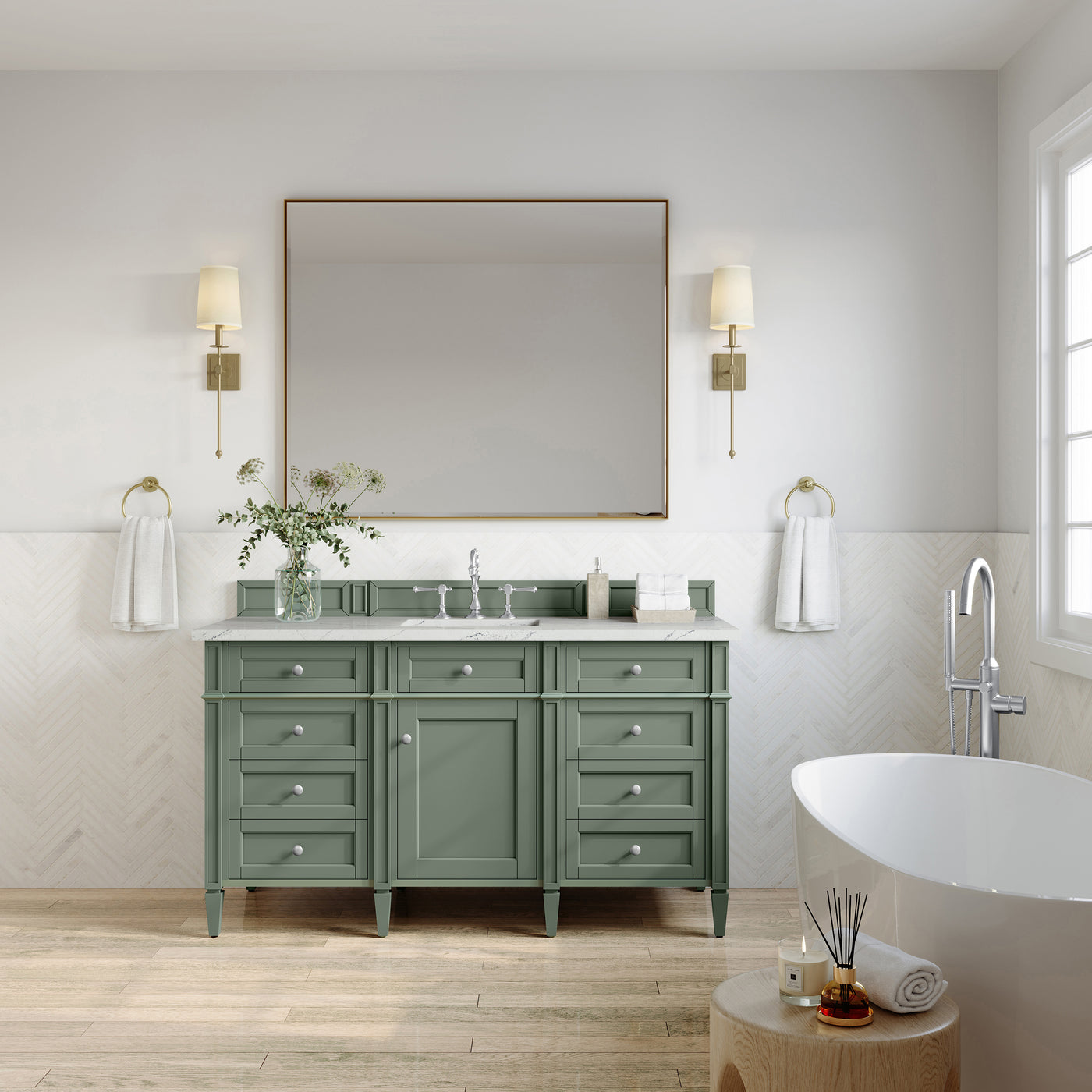 James Martin Brittany 60" Single Bathroom Vanity, Smokey Celadon, view 26