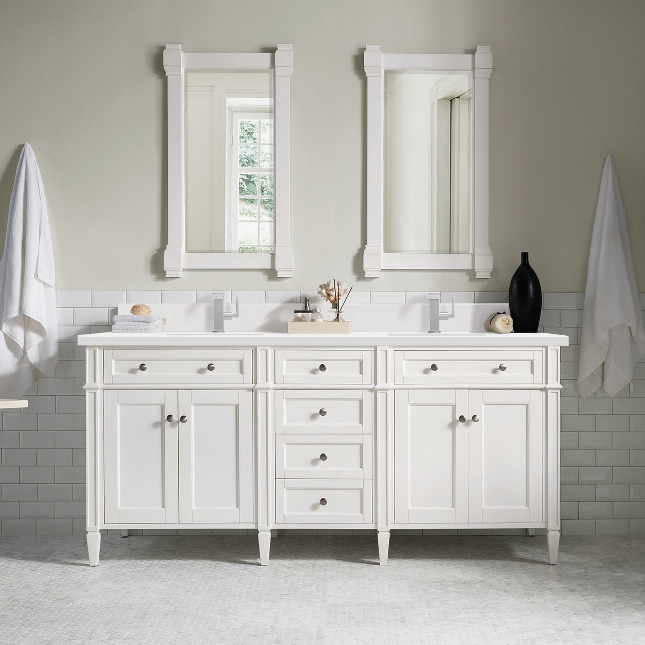James Martin Brittany 72" Double Bathroom Vanity, Bright White, view 37