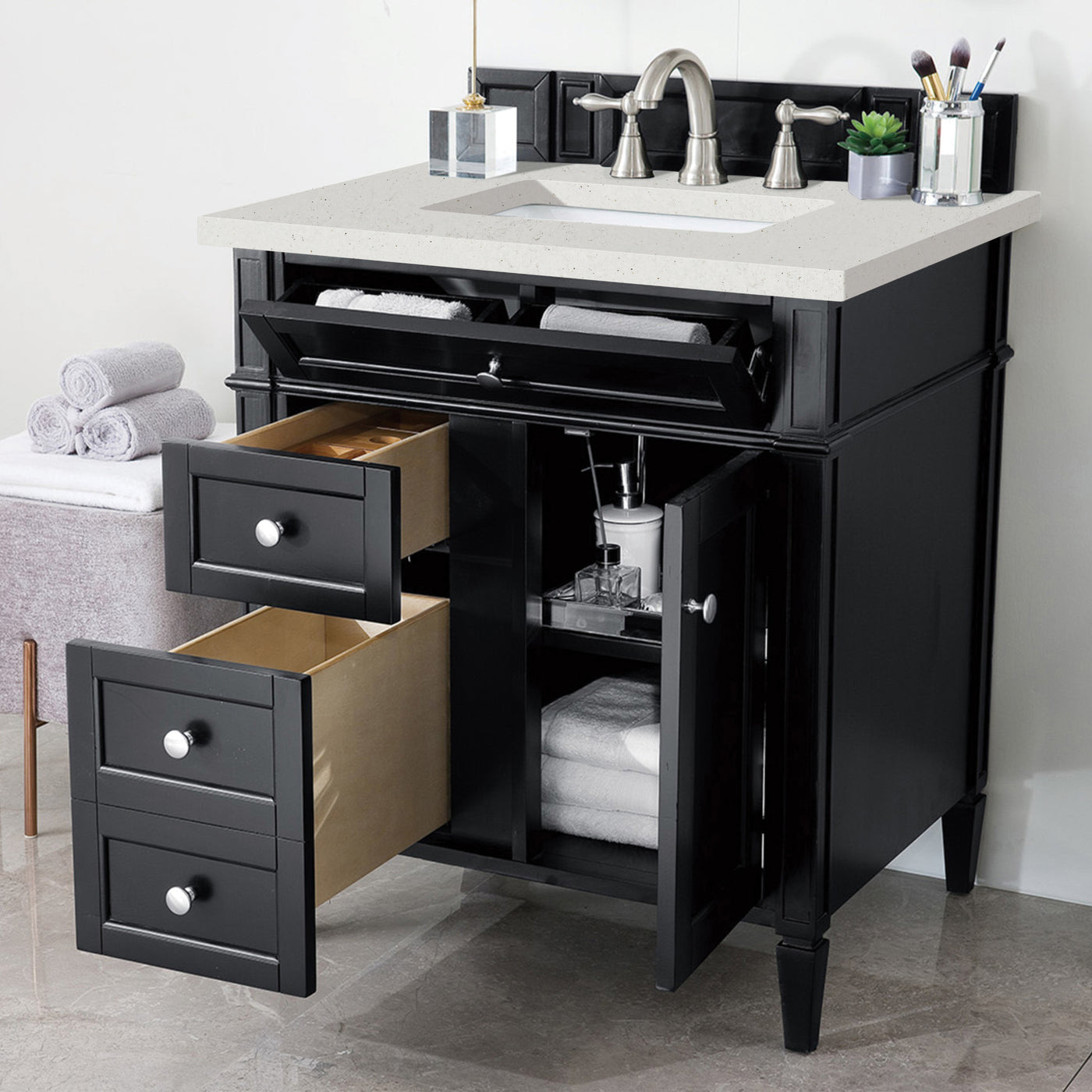 James Martin Brittany 30" Single Bathroom Vanity, Black Onyx, view 19