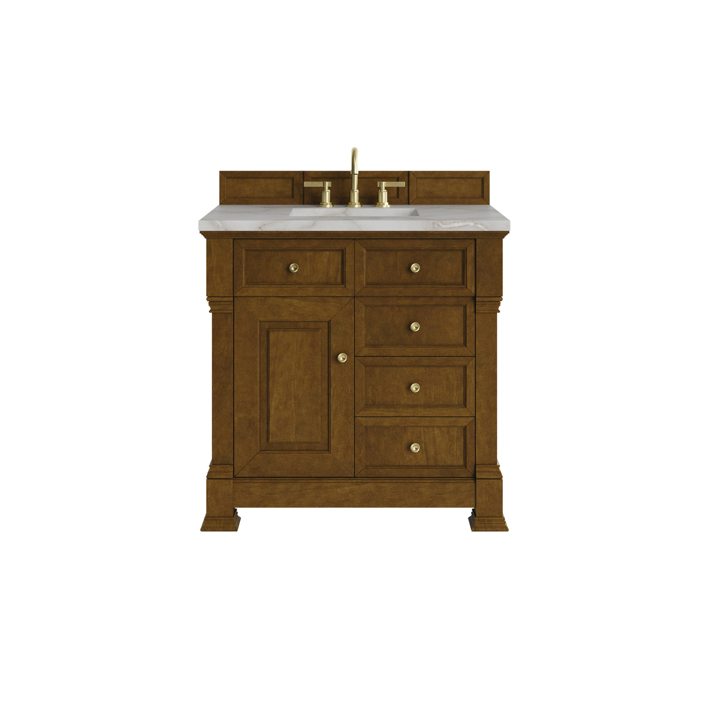 James Martin Brookfield 36" Single Bathroom Vanity, Honey Oak with Victorian Silver countertop