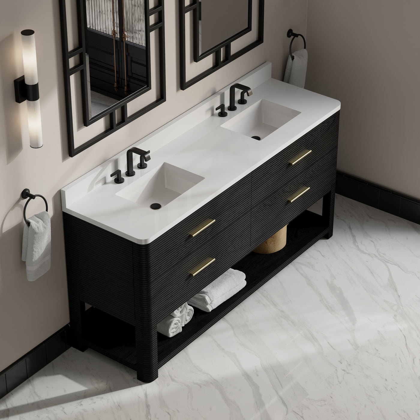 James Martin Lucian 72" Double Bathroom Vanity, Carbon Oak, view 39