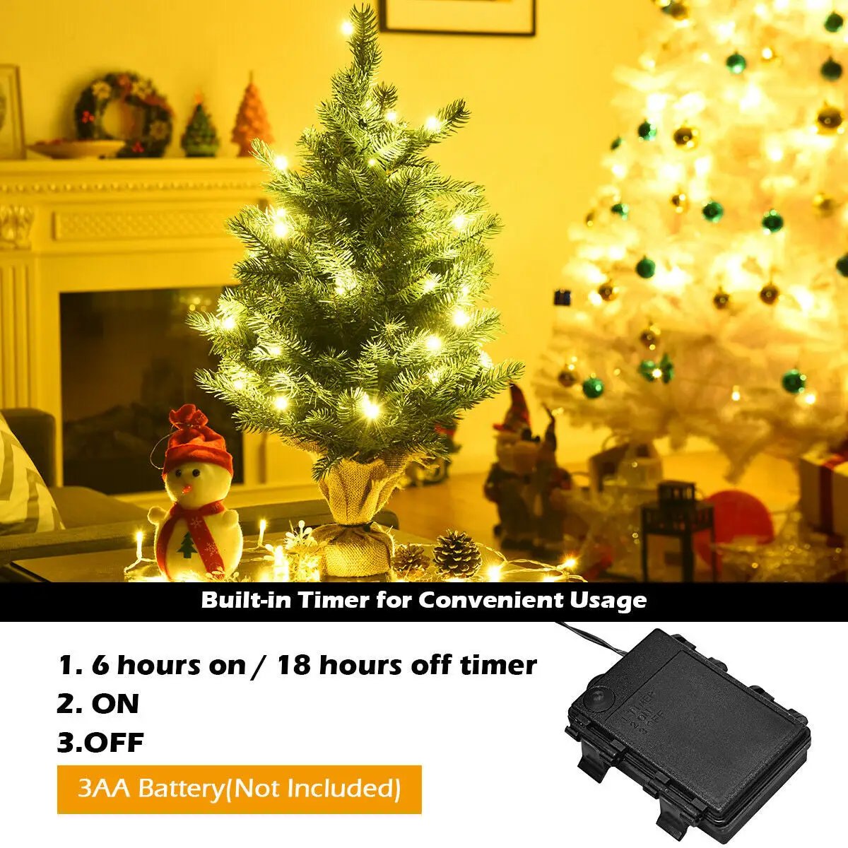 24 Inch Tabletop Fir Artificial Christmas Tree with LED Lights by DirectDeals