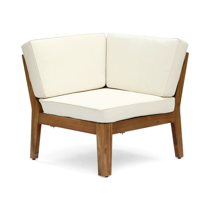 Grenada 8 Seater Acacia Wood Sectional Sofa Set, Teak+Beige by HouseOfZazla