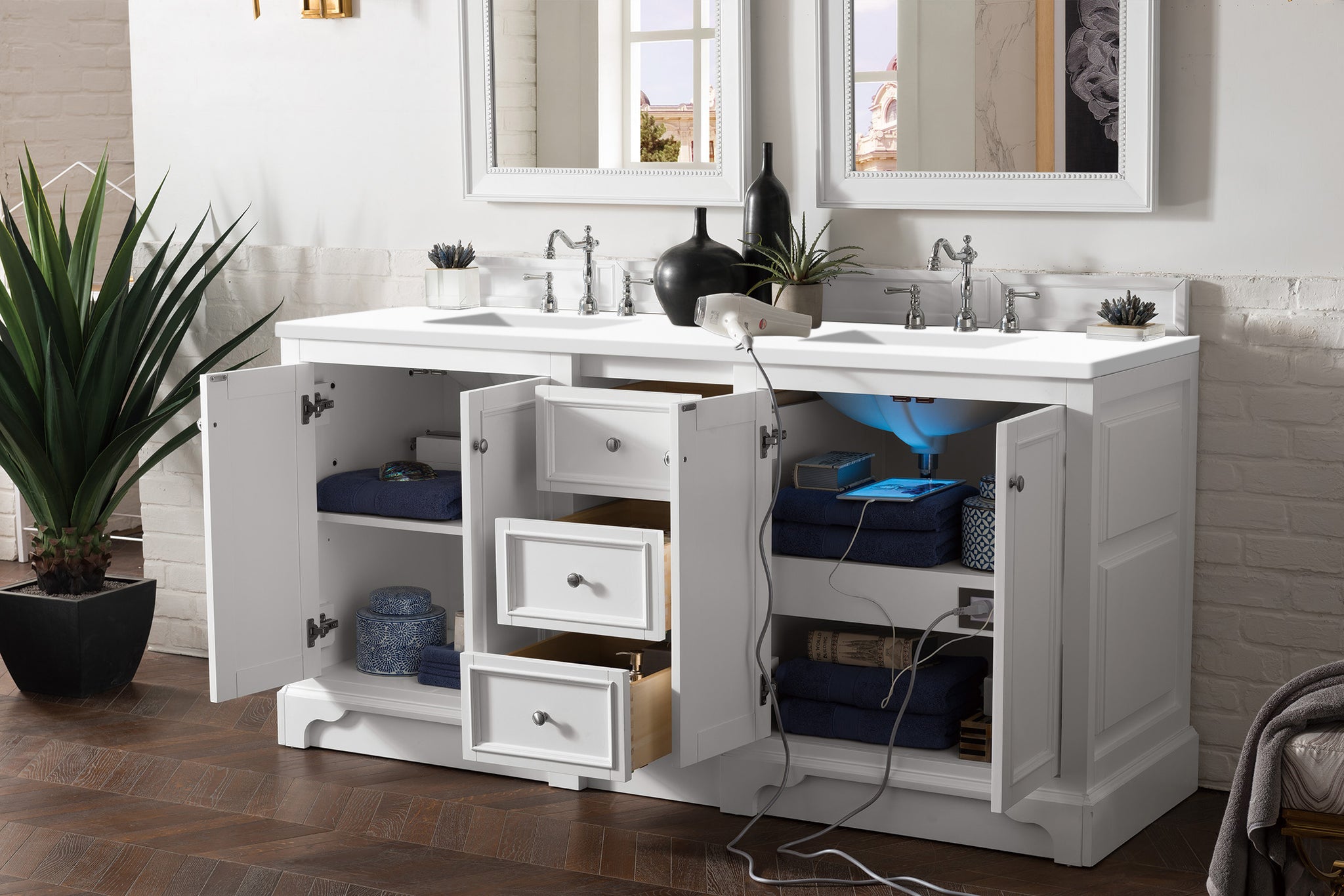 James Martin De Soto 72" Double Bathroom Vanity, Bright White, view 22