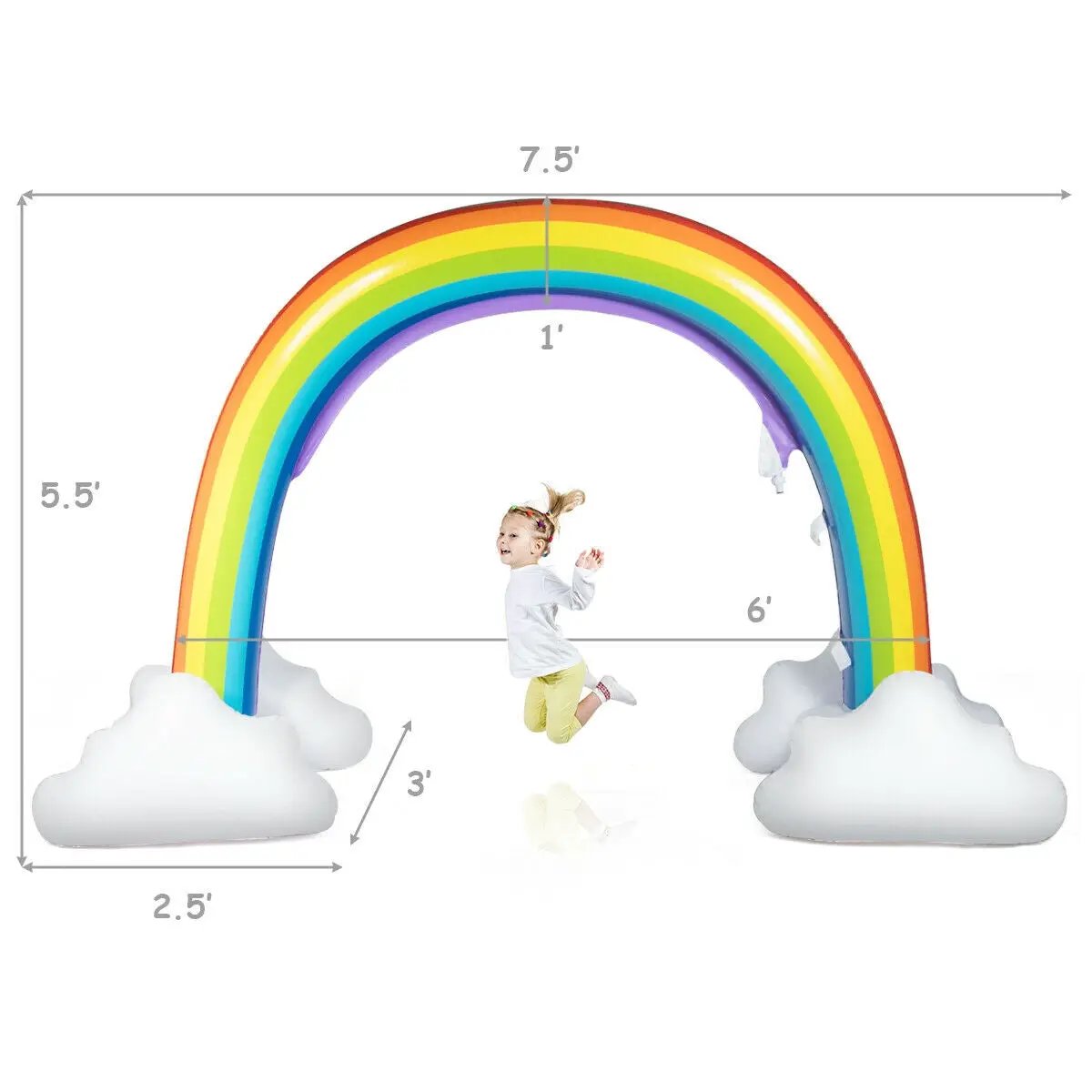 Inflatable Rainbow Sprinkler Backyard Games Outside Water Toy Yard by DirectDeals
