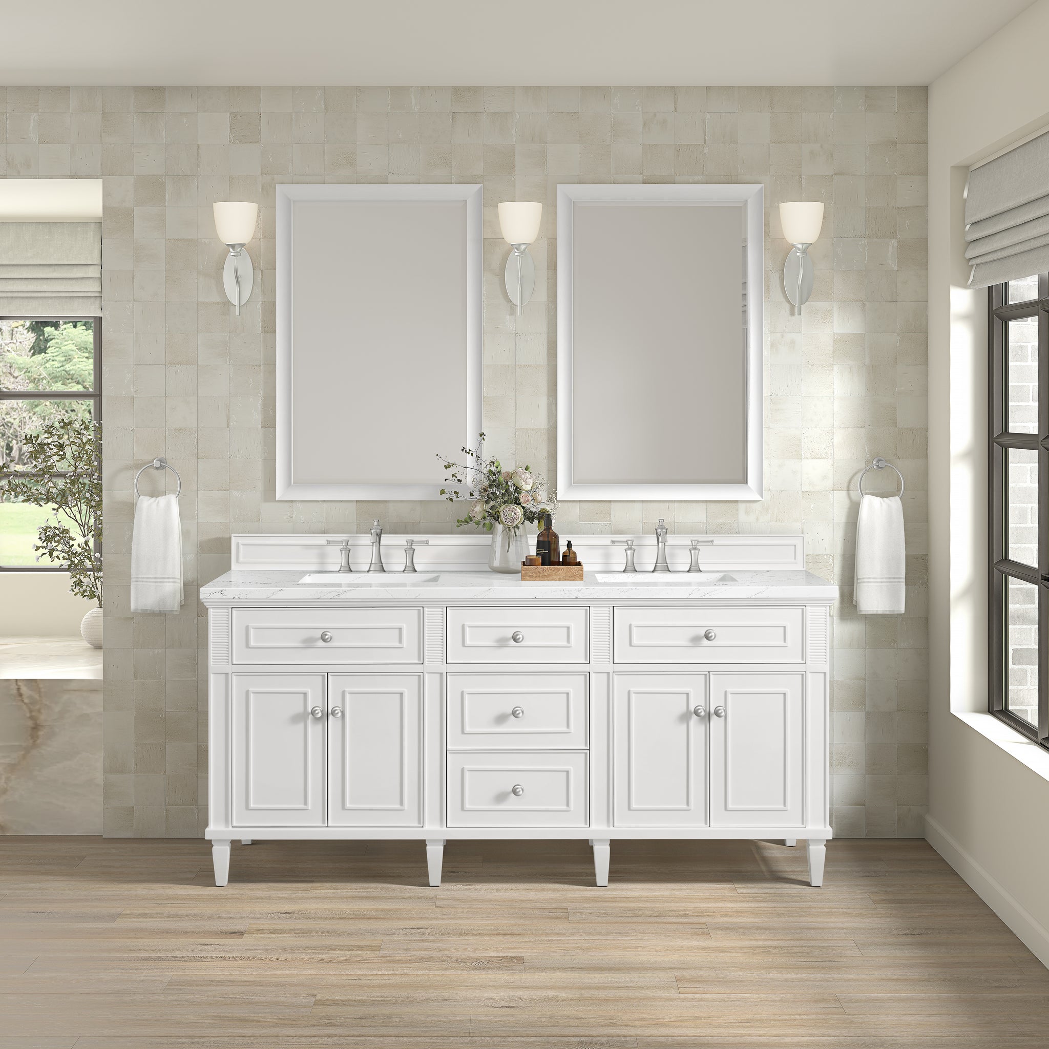 James Martin Lorelai 72" Double Bathroom Vanity, Bright White, view 37