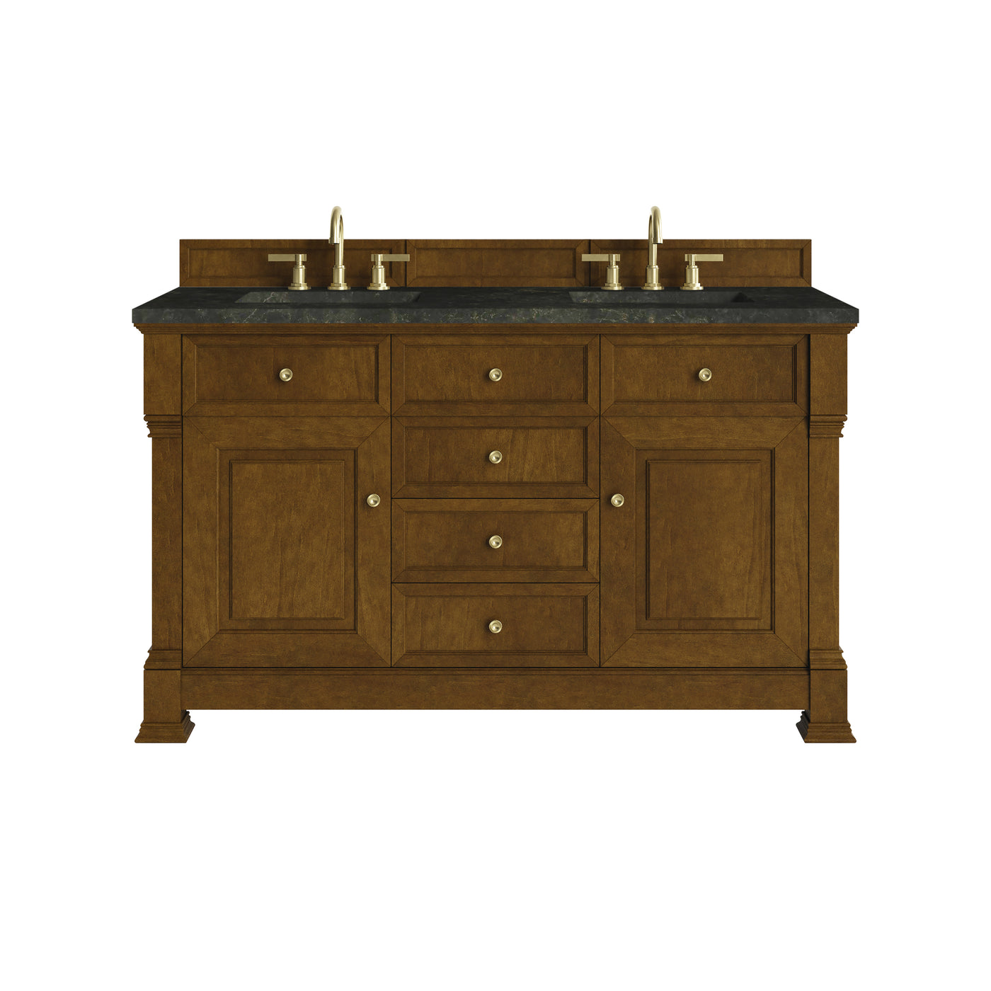 James Martin Brookfield 60" Double Bathroom Vanity, Honey Oak with Phantome countertop