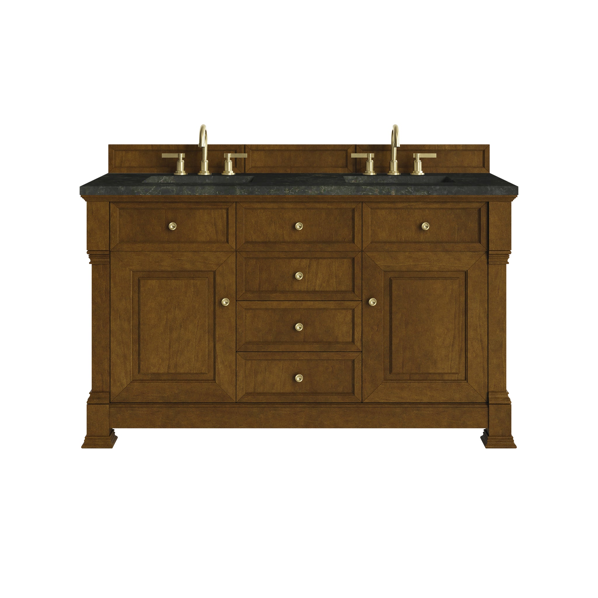 James Martin Brookfield 60" Double Bathroom Vanity, Honey Oak with Phantome countertop