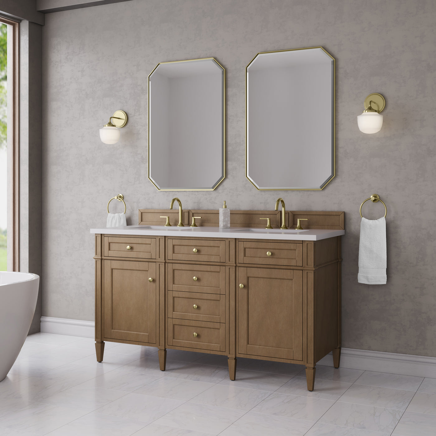 James Martin Brittany 60" Double Bathroom Vanity, Pecan, view 34