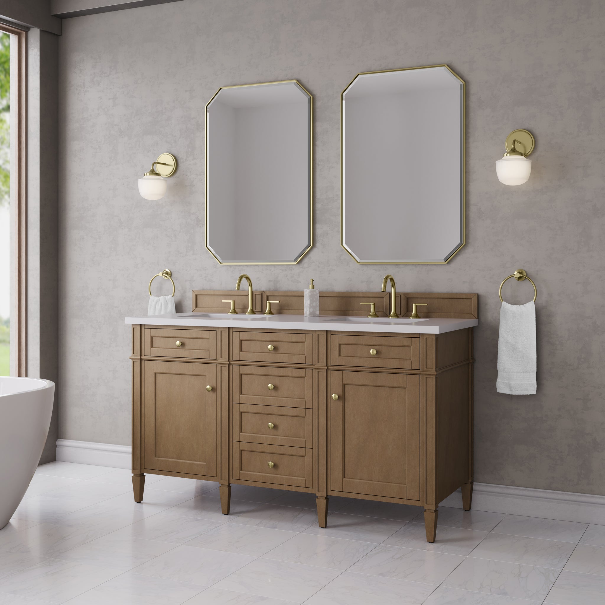 James Martin Brittany 60" Double Bathroom Vanity, Pecan, view 34