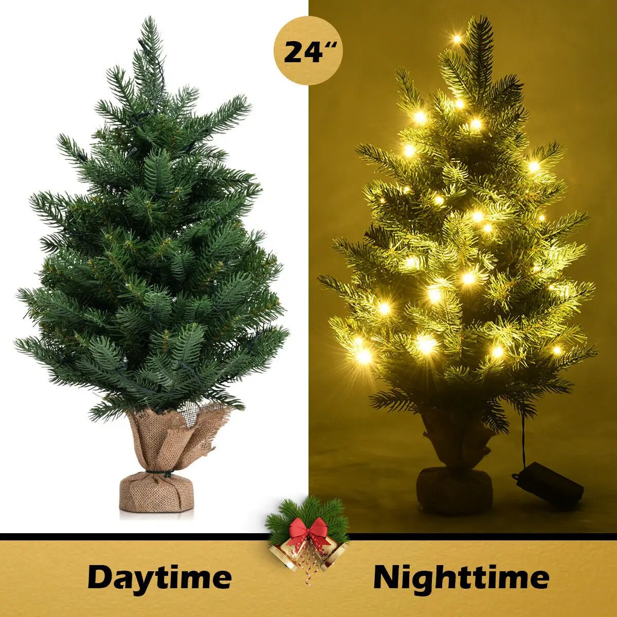 24 Inch Tabletop Fir Artificial Christmas Tree with LED Lights by DirectDeals