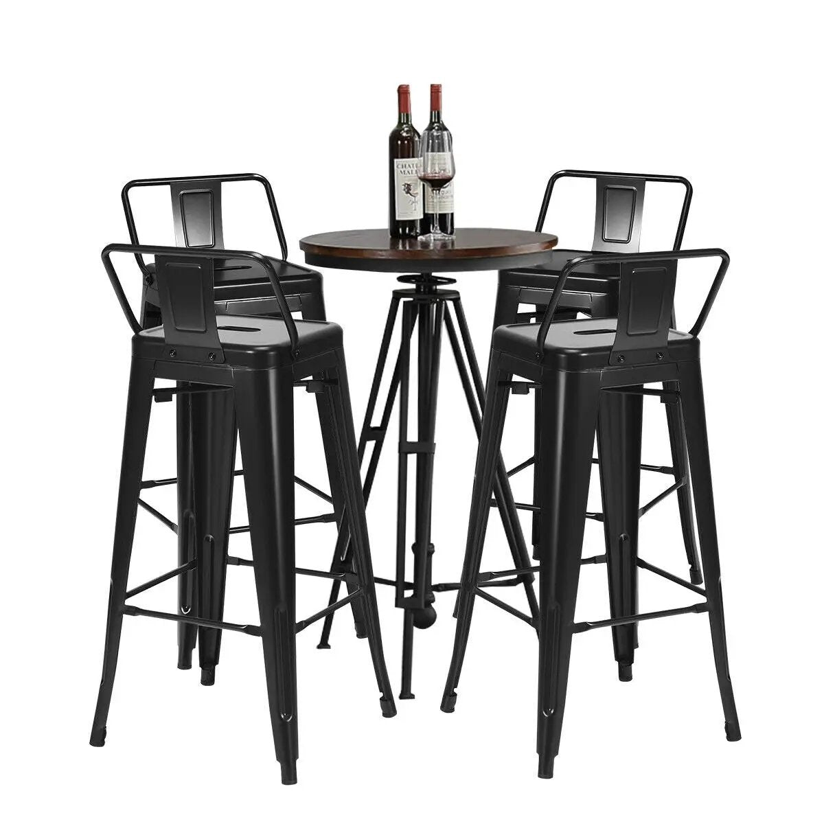 30 Inch Set of 4 Metal Counter Height Barstools with Low Back and Rubber Feet, photo 8 of 9
