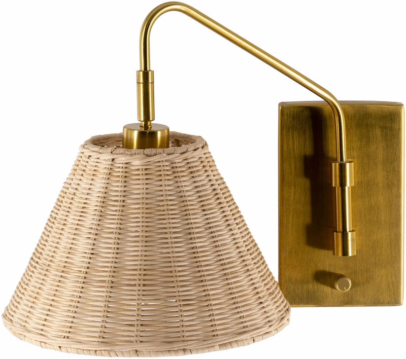 Gabas Gold Iron Rattan Wall Sconces by Boutique Rugs