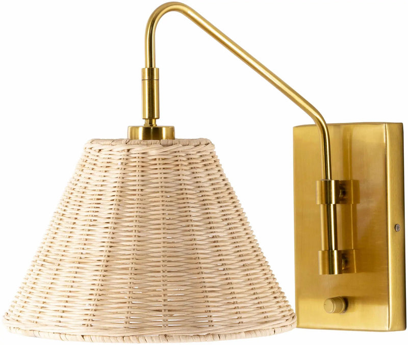 Gabas Gold Iron Rattan Wall Sconces by Boutique Rugs