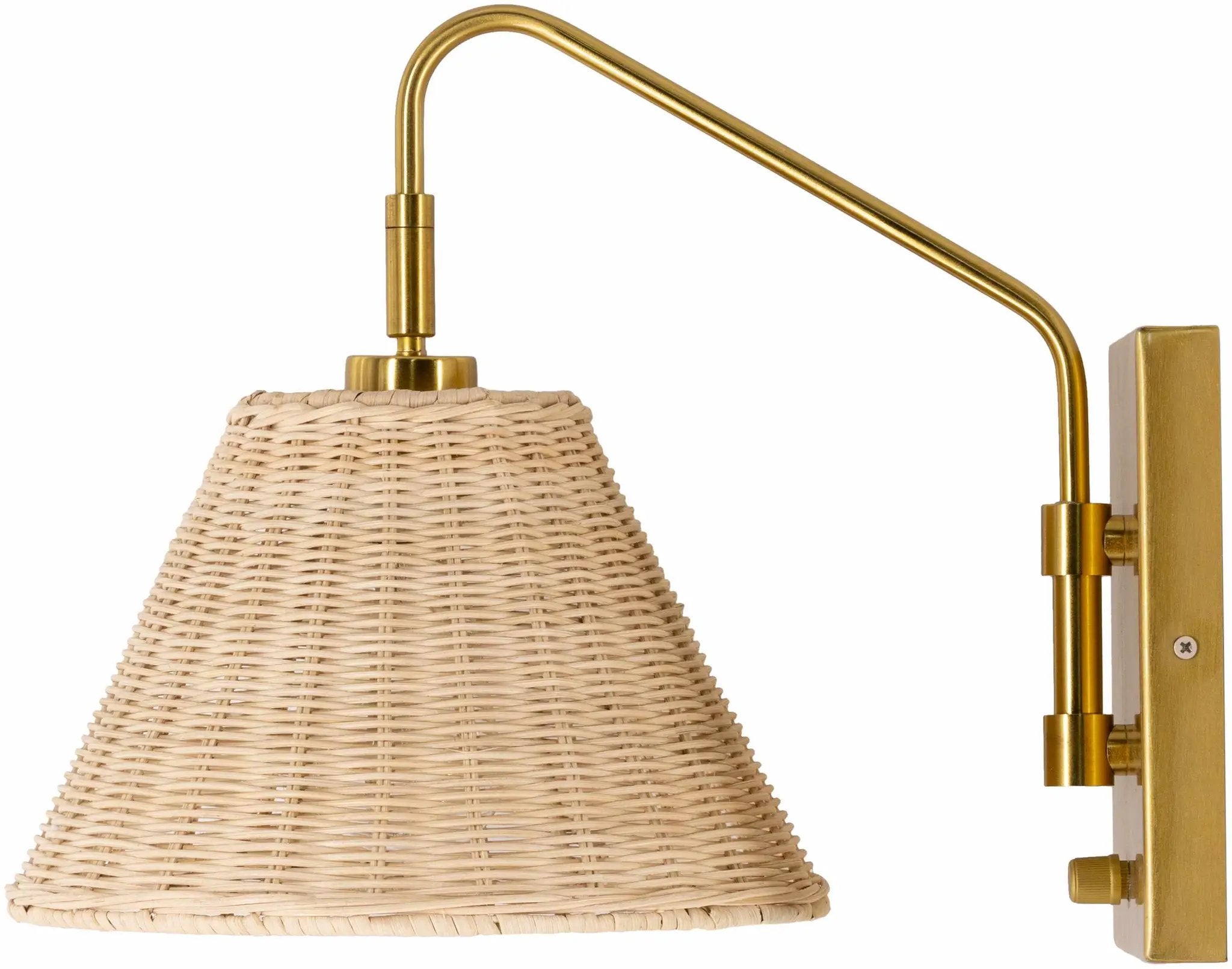 Gabas Gold Iron Rattan Wall Sconces by Boutique Rugs