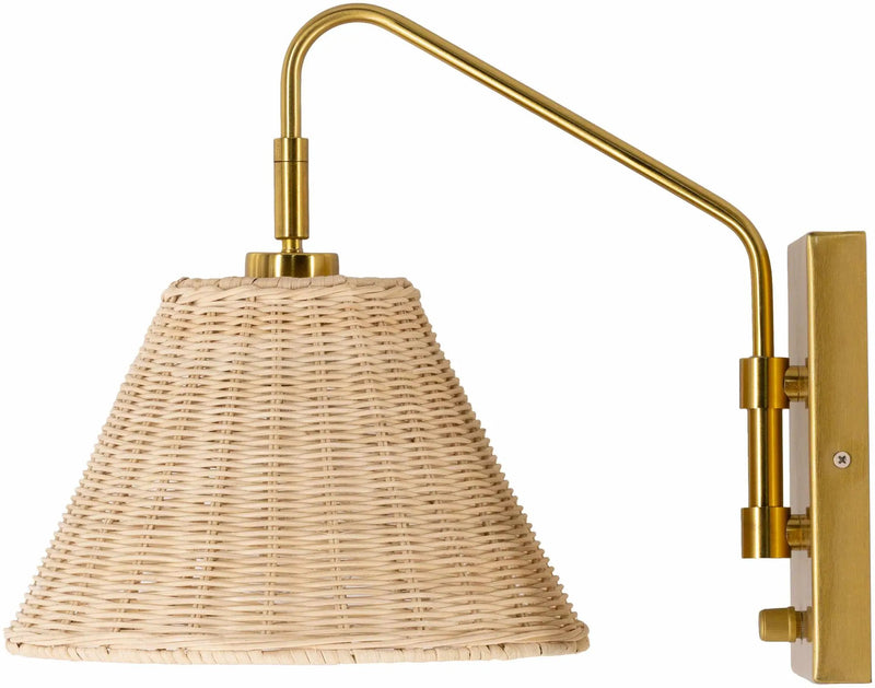 Gabas Gold Iron Rattan Wall Sconces by Boutique Rugs