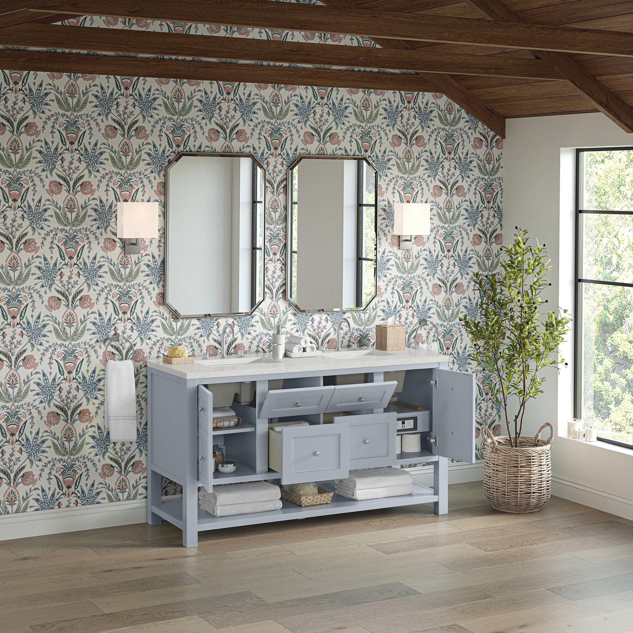 James Martin Breckenridge 60" Double Bathroom Vanity, Serenity Blue, view 28