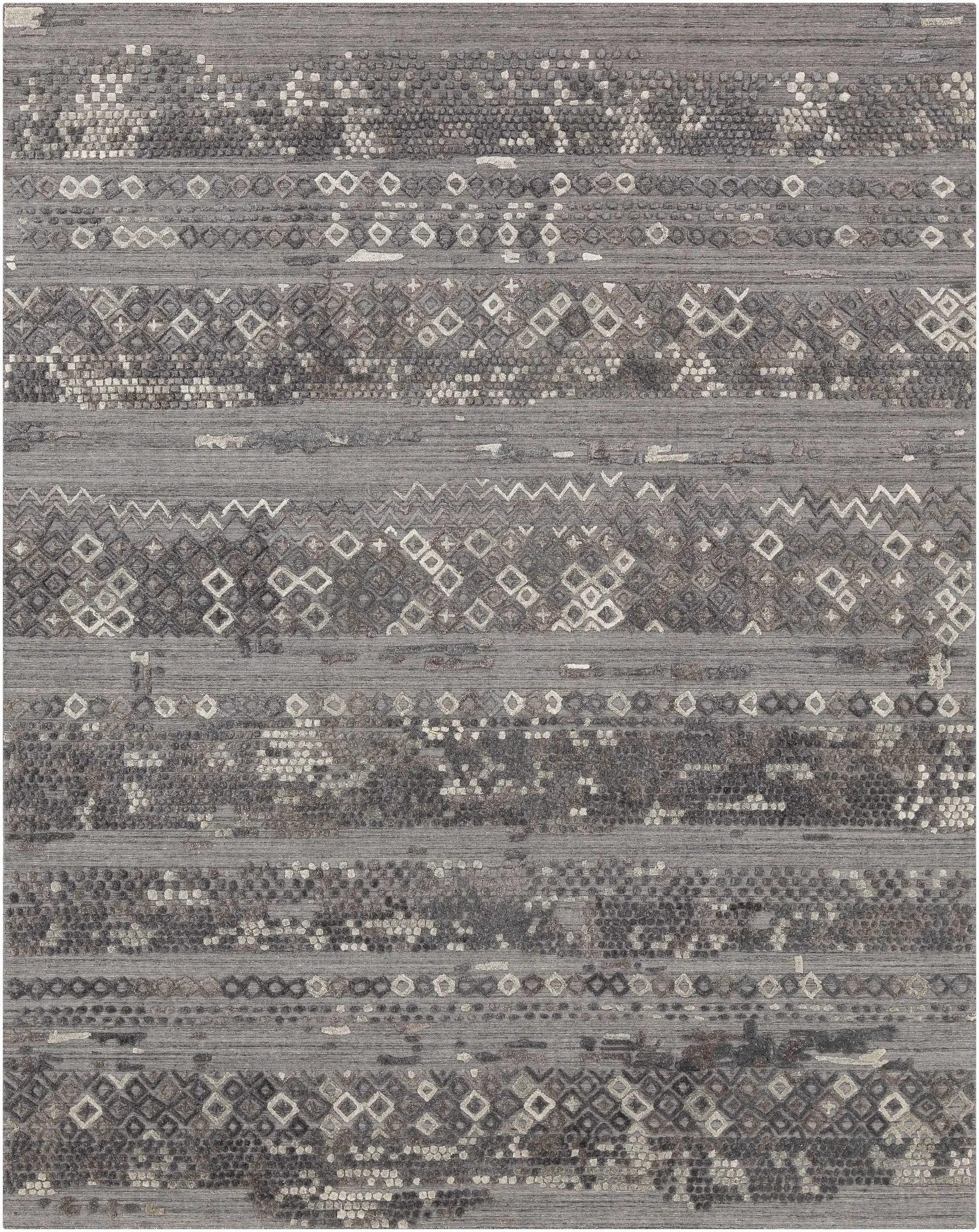 Galchutt Embossed Gray Premium Viscose&Wool Rug - Clearance by Boutique Rugs