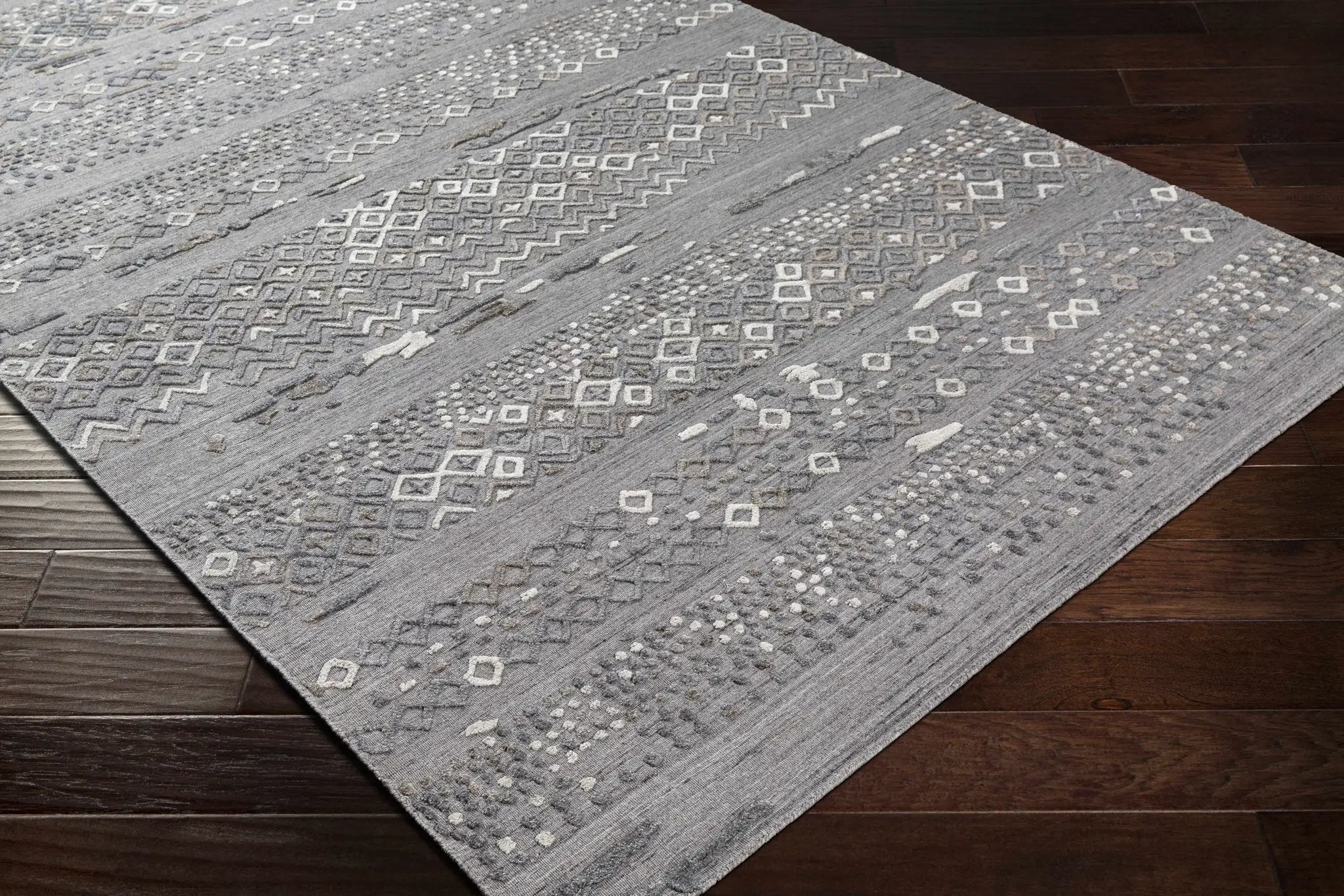 Galchutt Embossed Gray Premium Viscose&Wool Rug - Clearance by Boutique Rugs