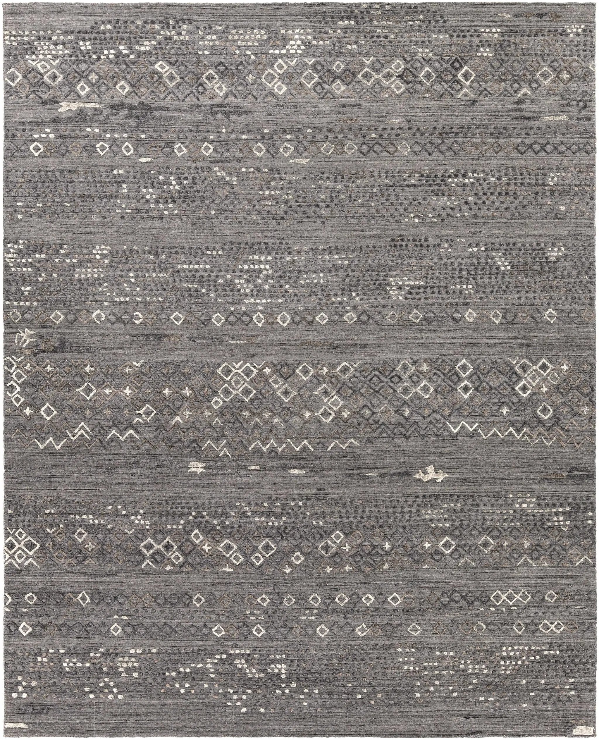 Galchutt Embossed Gray Premium Viscose&Wool Rug - Clearance by Boutique Rugs