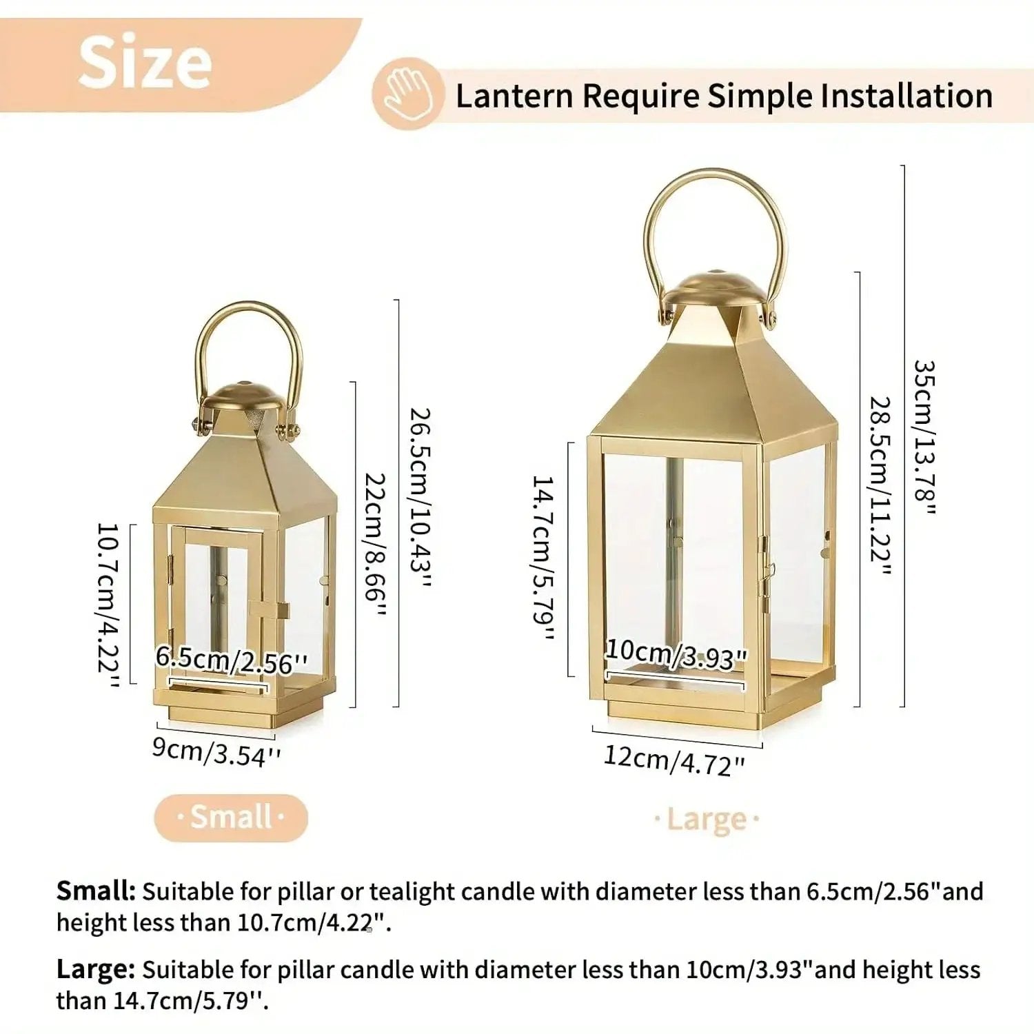 Garden Lantern - Metal Glass 22cm by House Of Avana