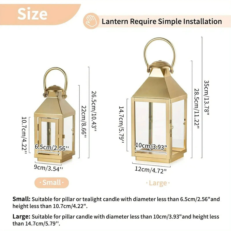 Garden Lantern - Metal Glass 22cm by House Of Avana