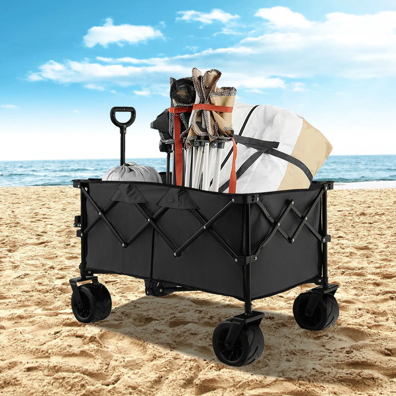 Folding Utility Garden Cart with Wide Wheels and Adjustable Handle by DirectDeals