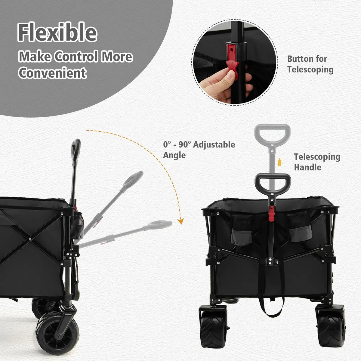 Folding Utility Garden Cart with Wide Wheels and Adjustable Handle, photo 13 of 16