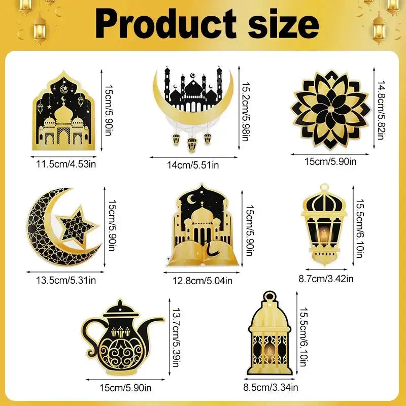 Garland - Ramadan Eid Mubarak Moon Star 8Pcs by House Of Avana