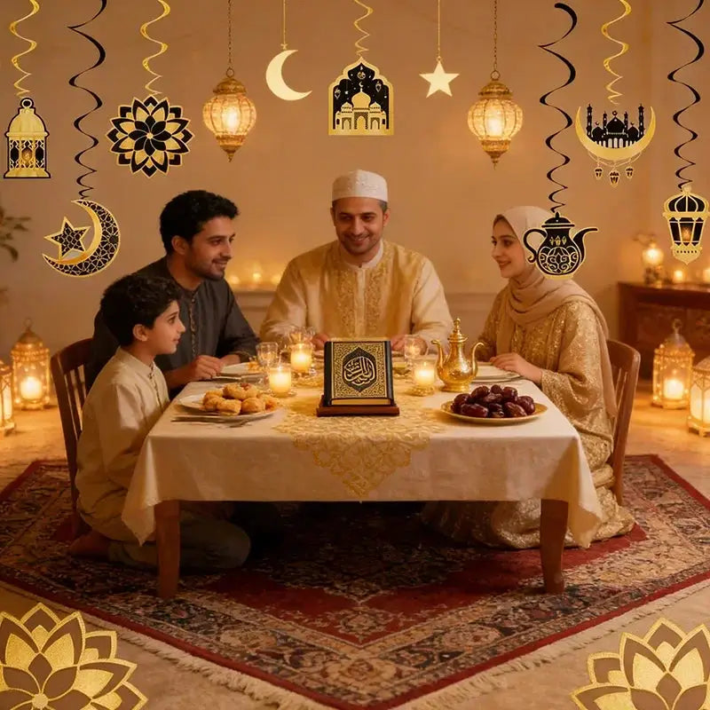 Garland - Ramadan Eid Mubarak Moon Star 8Pcs by House Of Avana