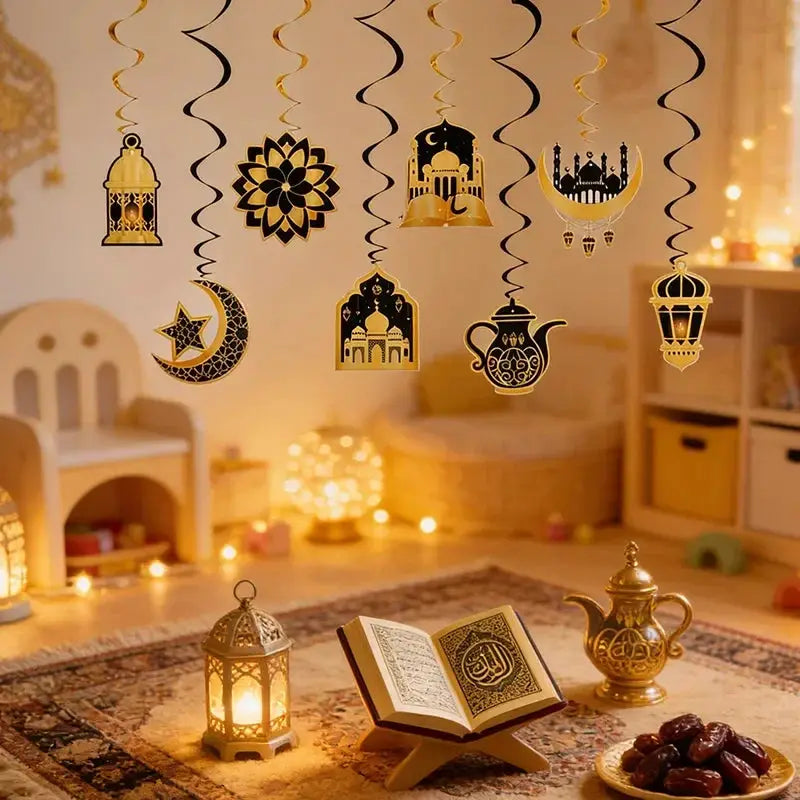 Garland - Ramadan Eid Mubarak Moon Star 8Pcs by House Of Avana