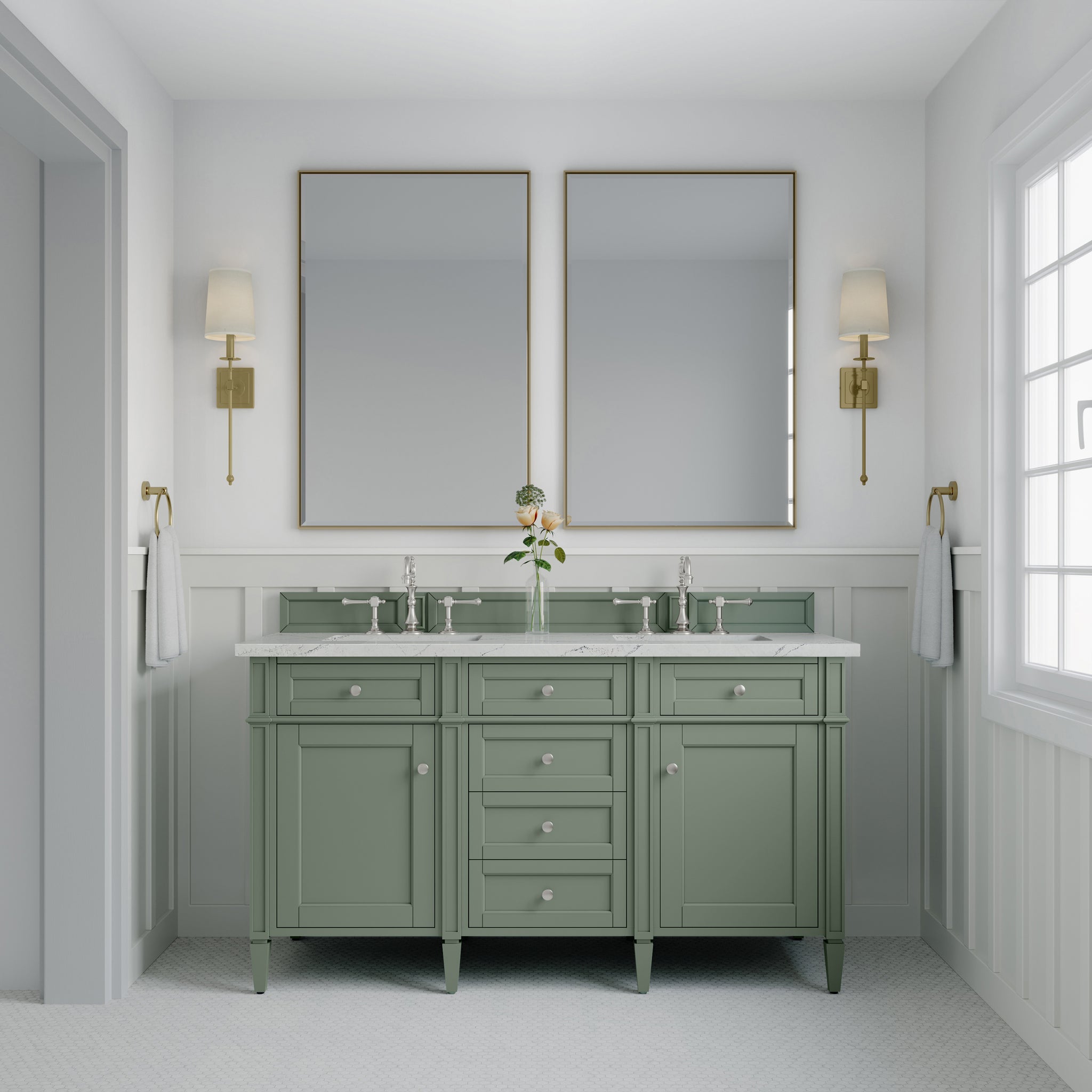 James Martin Brittany 60" Double Bathroom Vanity, Smokey Celadon, view 26