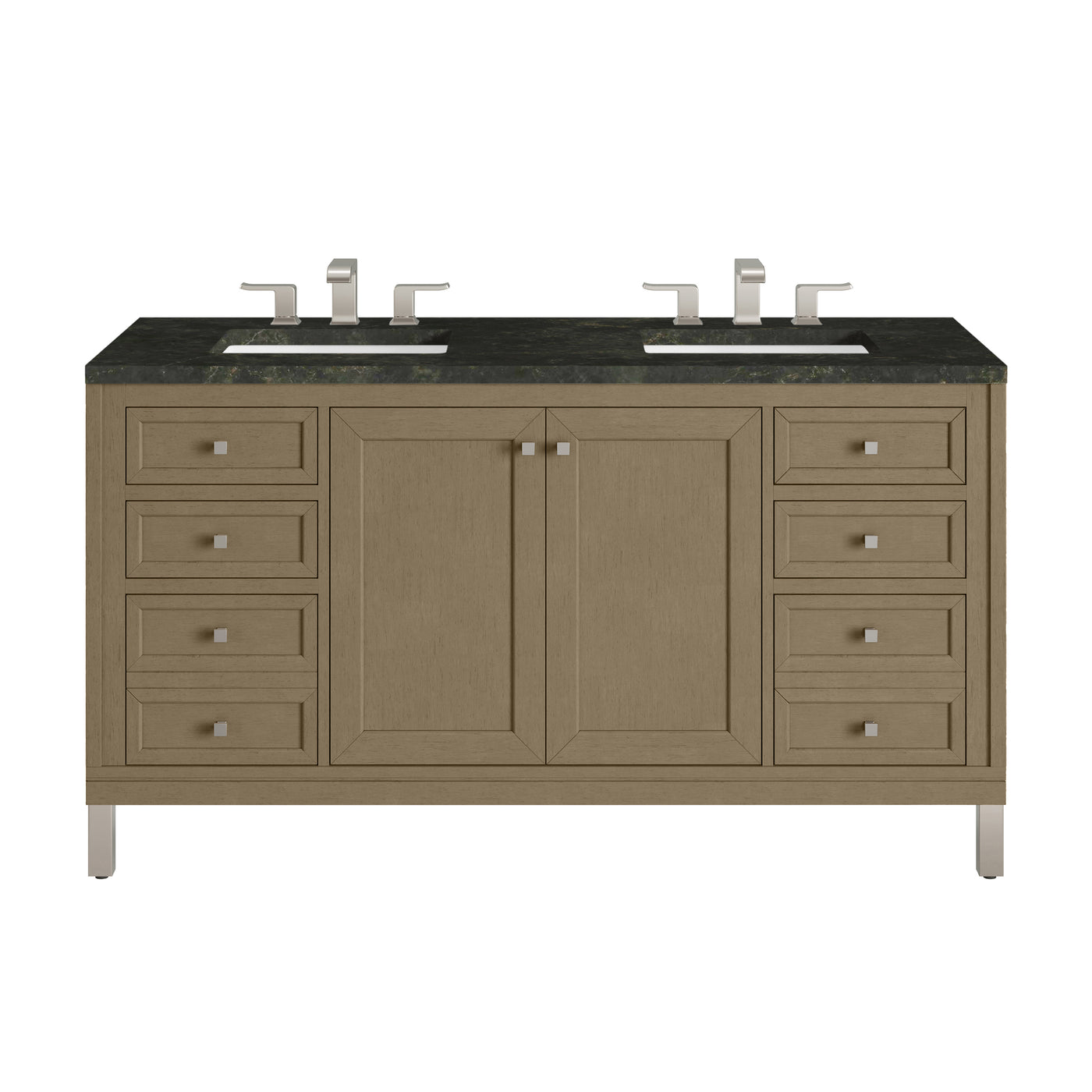 James Martin Chicago 60" Double Bathroom Vanity, Walnut Whisper with Phantome countertop