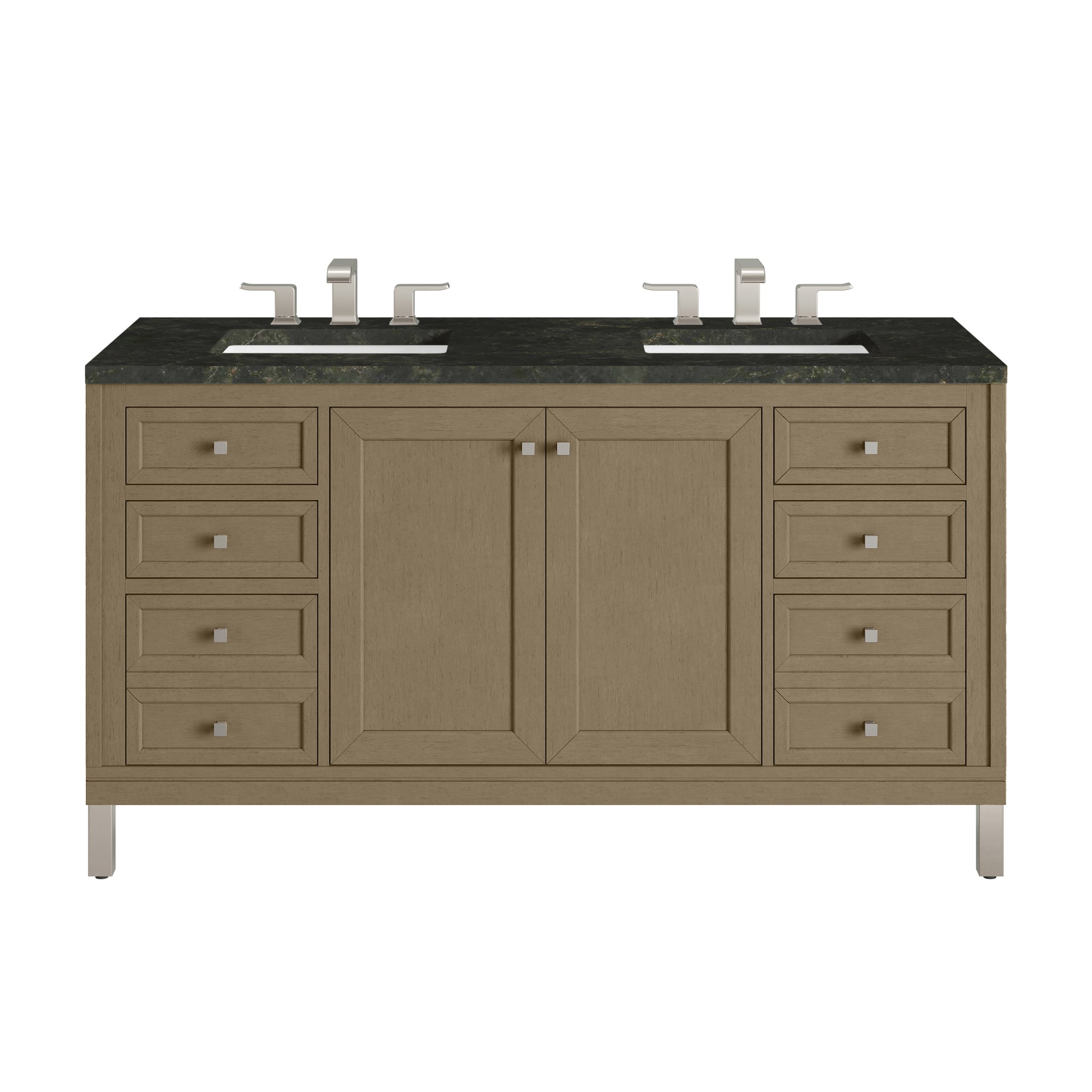 James Martin Chicago 60" Double Bathroom Vanity, Walnut Whisper with Phantome countertop