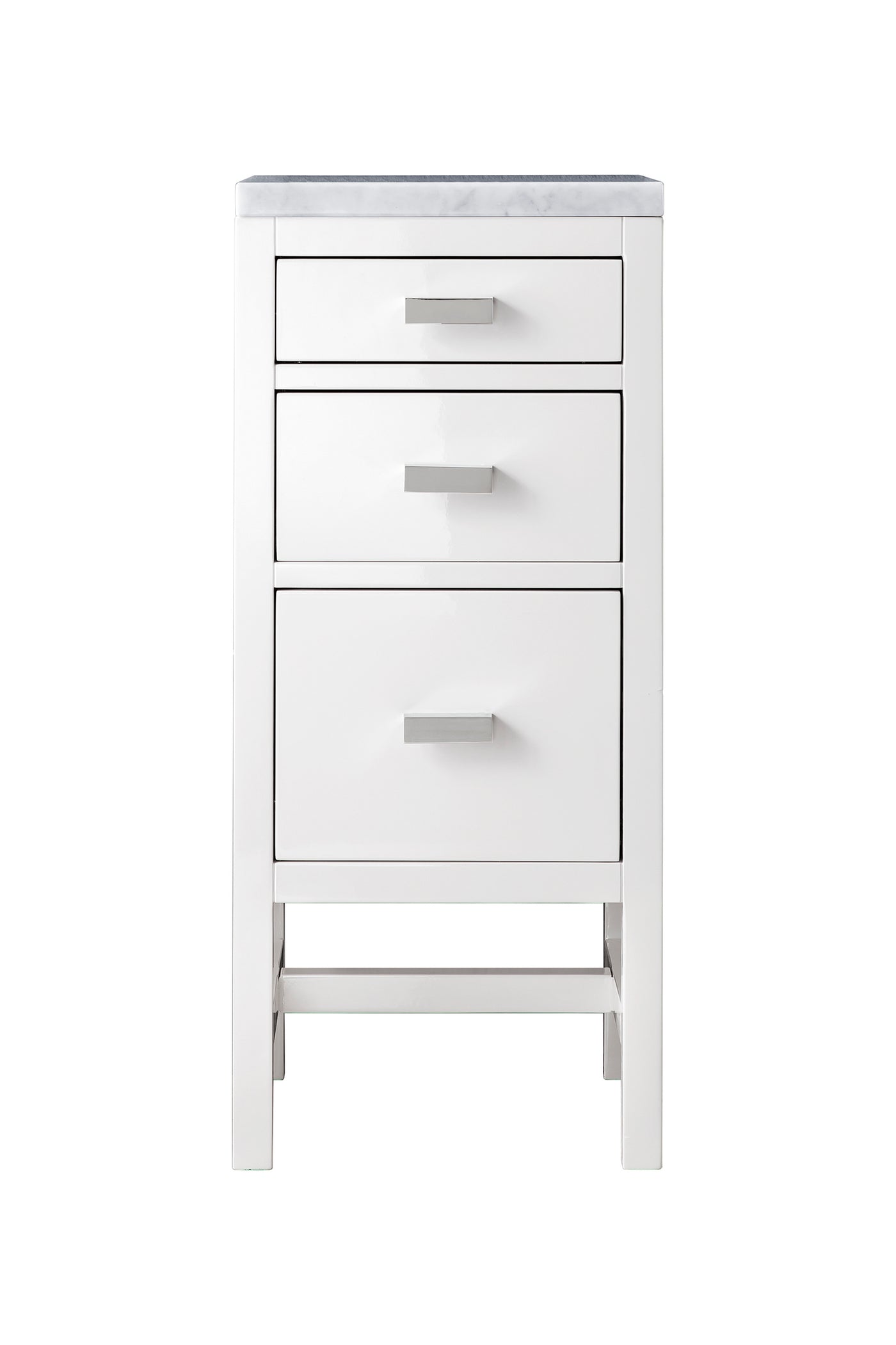 James Martin Addison 15" Base Cabinet, Glossy White with Carrara White countertop