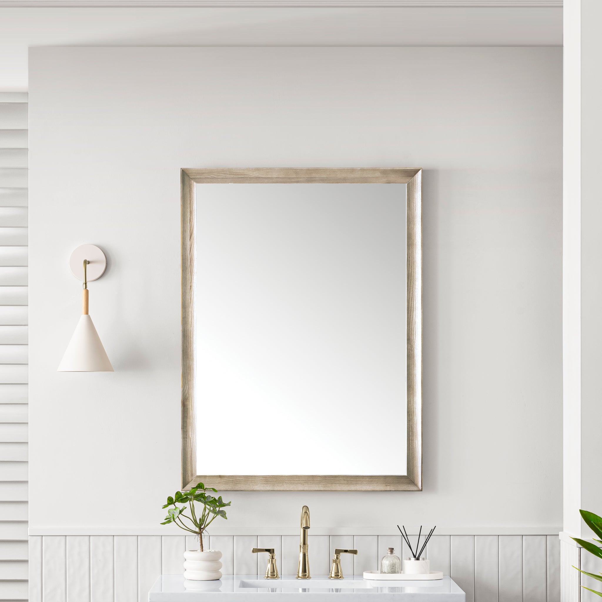 James Martin Glenbrooke 30" Mirror, Whitewashed Oak, view 3