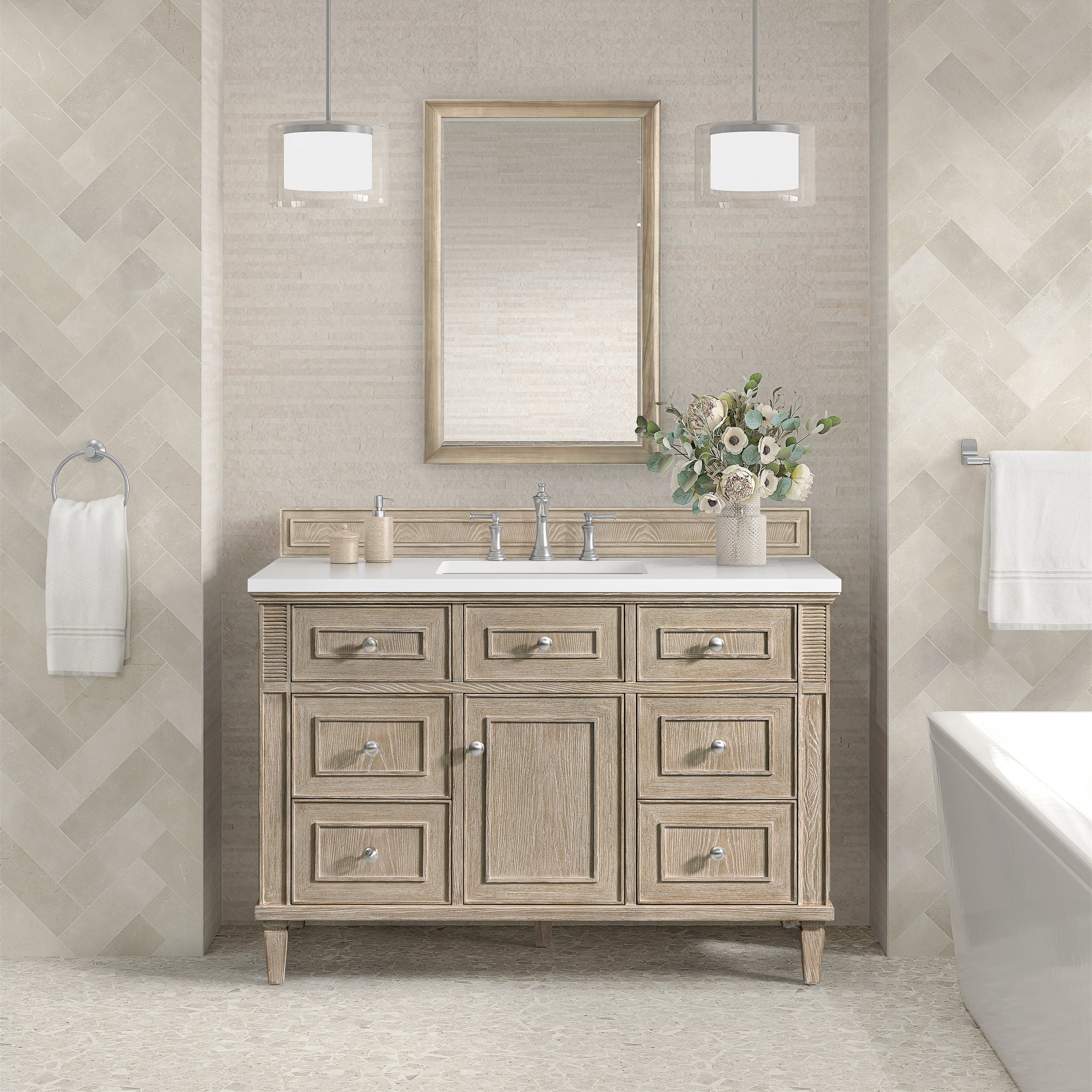 James Martin Glenbrooke 26" Mirror, Whitewashed Oak, view 4