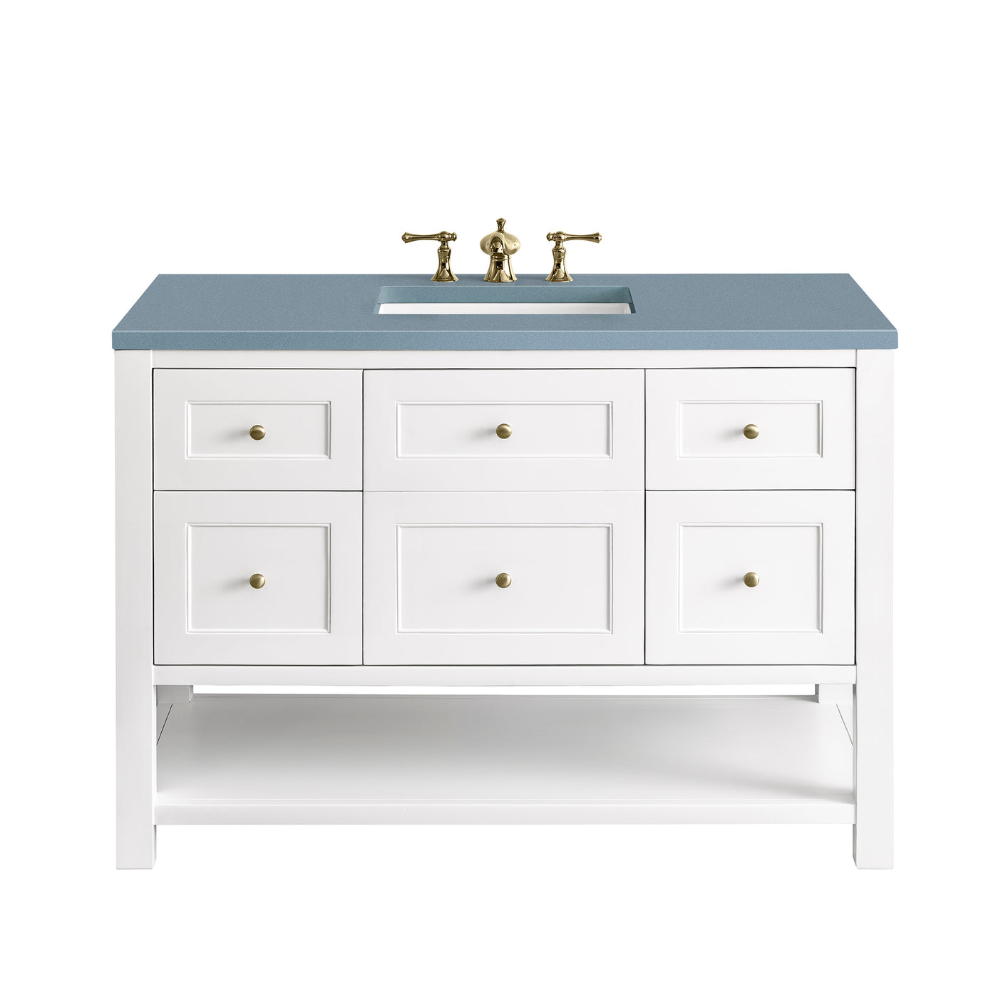 James Martin Breckenridge 48" Single Bathroom Vanity, Bright White with Cala Blue countertop