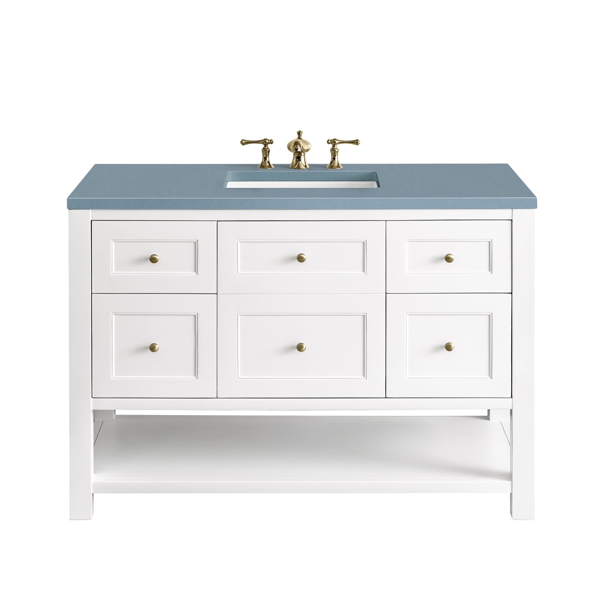 James Martin Breckenridge 48" Single Bathroom Vanity, Bright White with Cala Blue countertop
