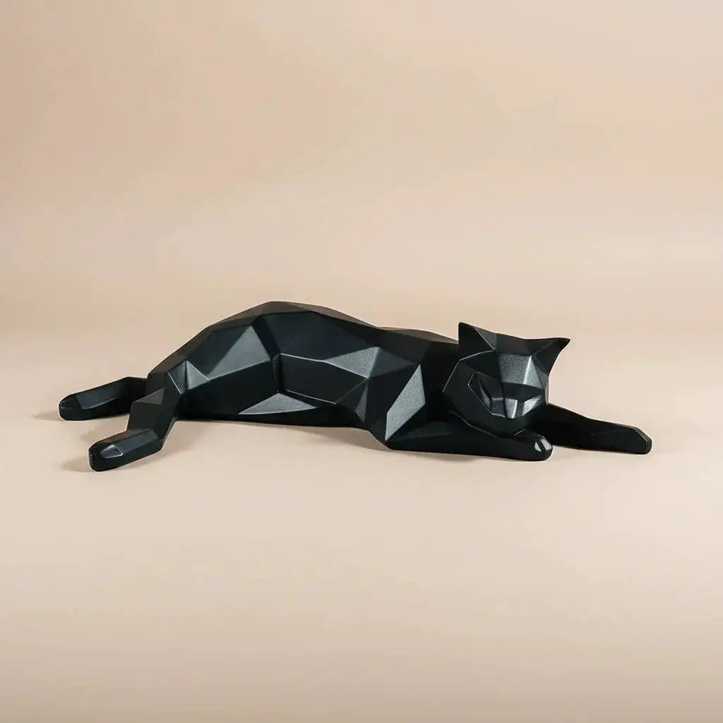 Geometric Lying Cat Figurine by House Of Avana