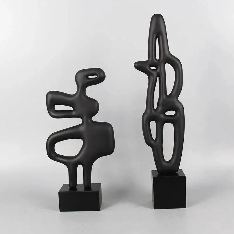 Modern Abstract Black Sculpture Statue for Contemporary Home Decor by House Of Avana